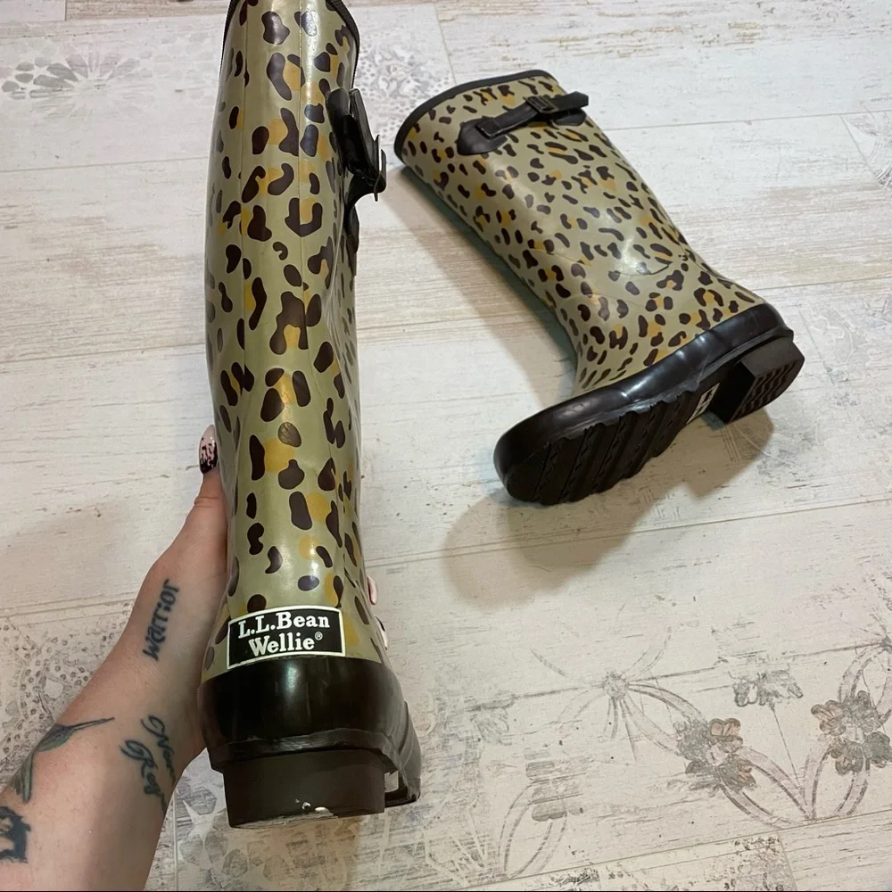 L.L. Bean Wellie Rain Boots in Cheetah Print